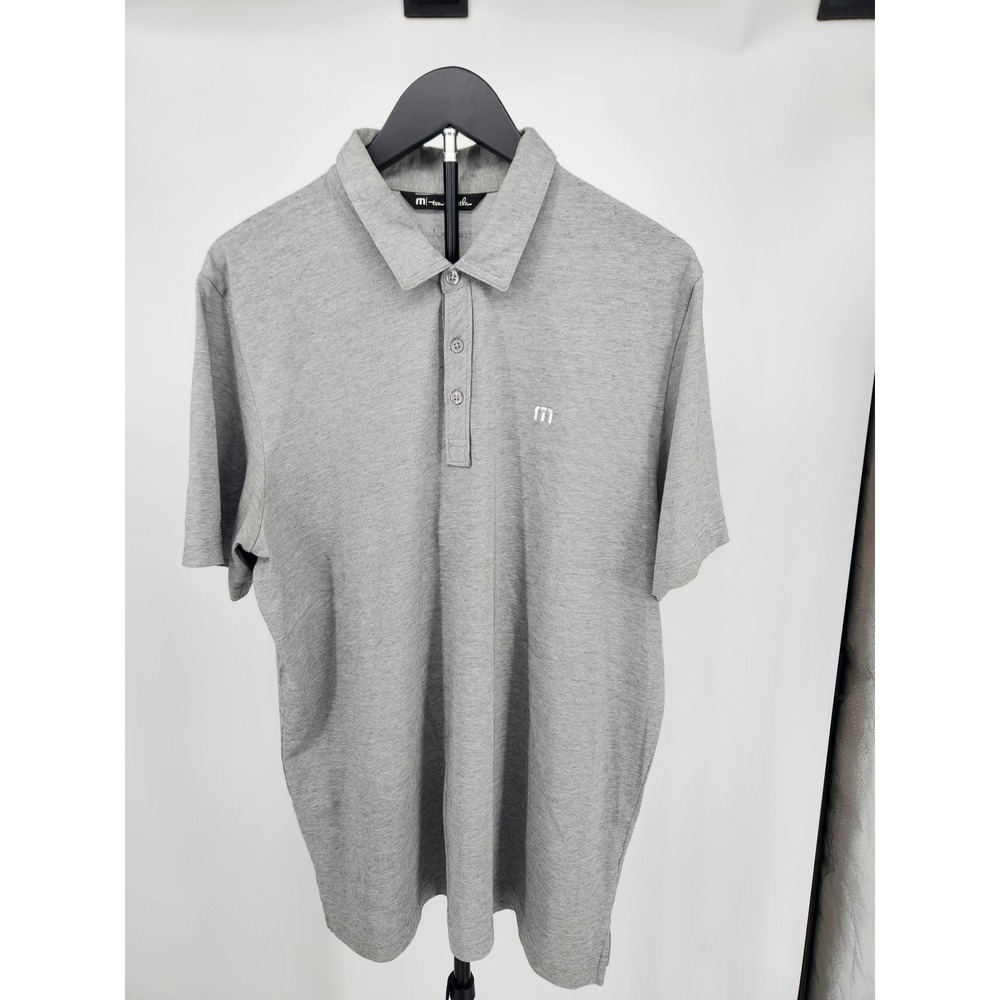 TravisMathew Mens Short Sleeve Polo‎ Shirt Heathered Grey Golf Performance XL